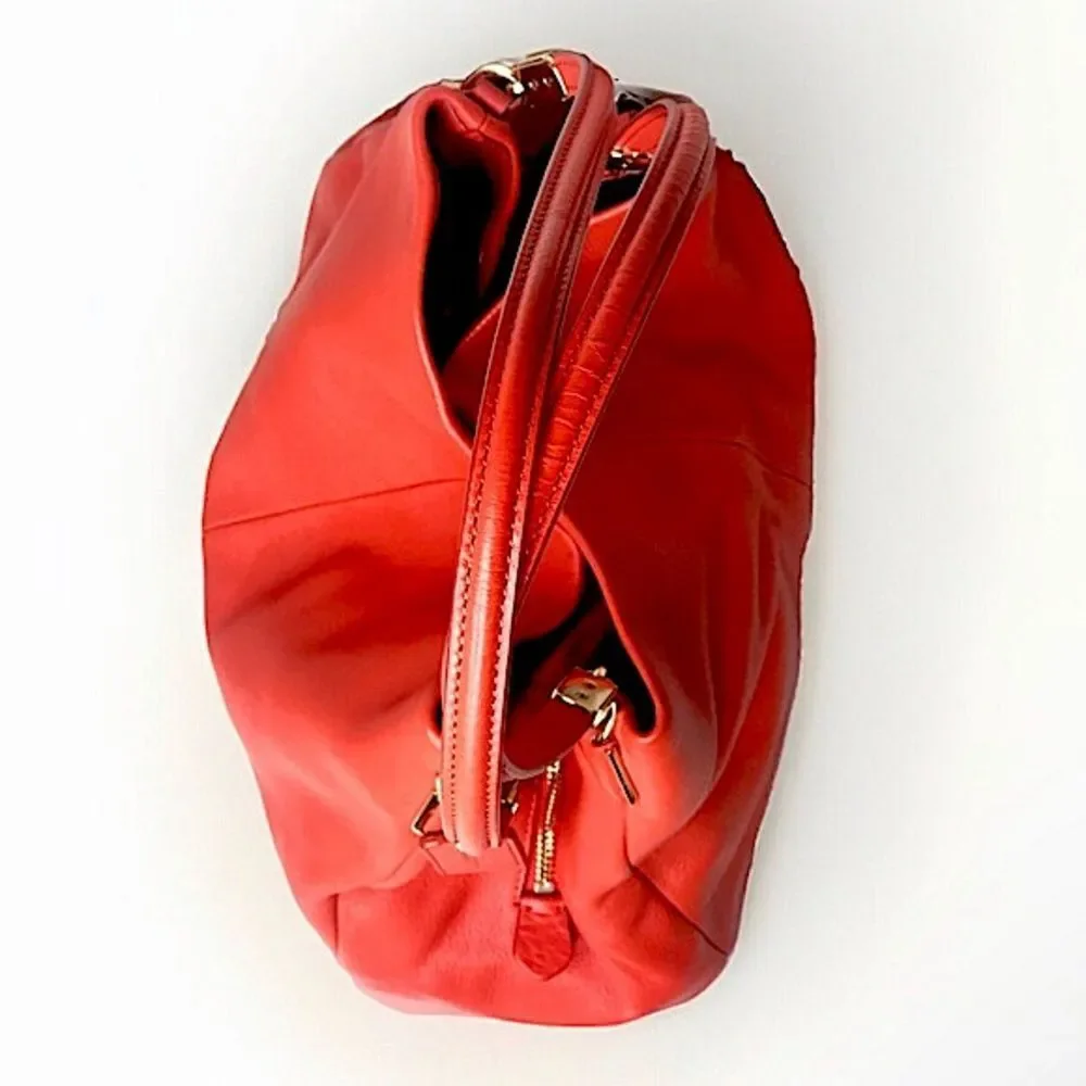 COACH Madison Phoebe Tumbled Cardinal Red Leather 3 Section Shoulder Bag NWT